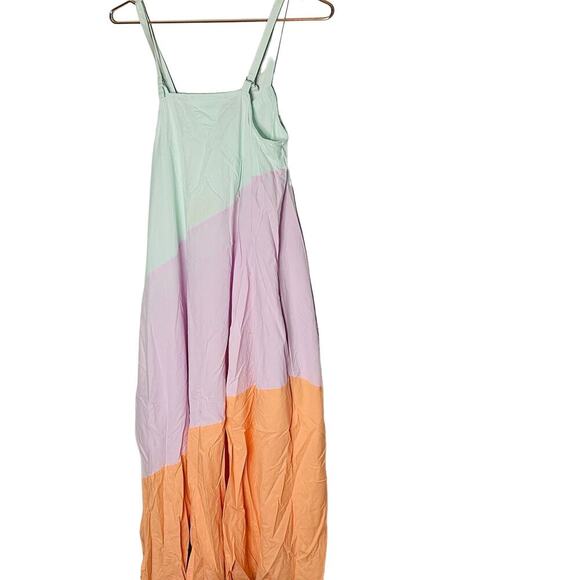 VEDA Summer Pastel Fiesta Orange Colorblock Sleeveless Shift Dress Size Small - Picture 4 of 9